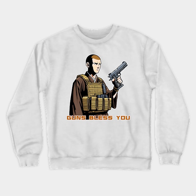 Gun Bless You Crewneck Sweatshirt by Rawlifegraphic